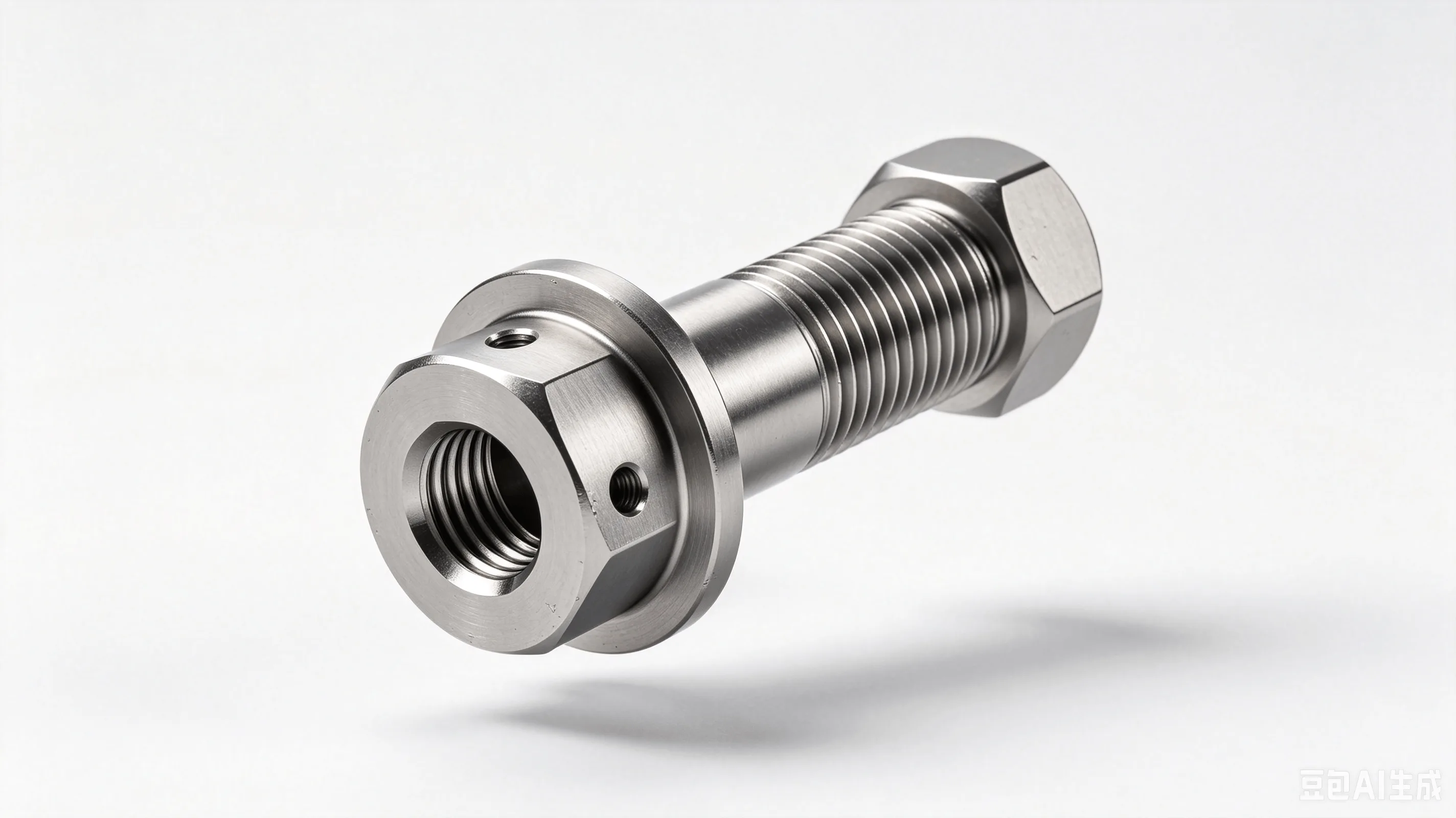 Titanium Hydraulic Brake Banjo Bolt — Grade 5 Ti-6Al-4V Product Rendering