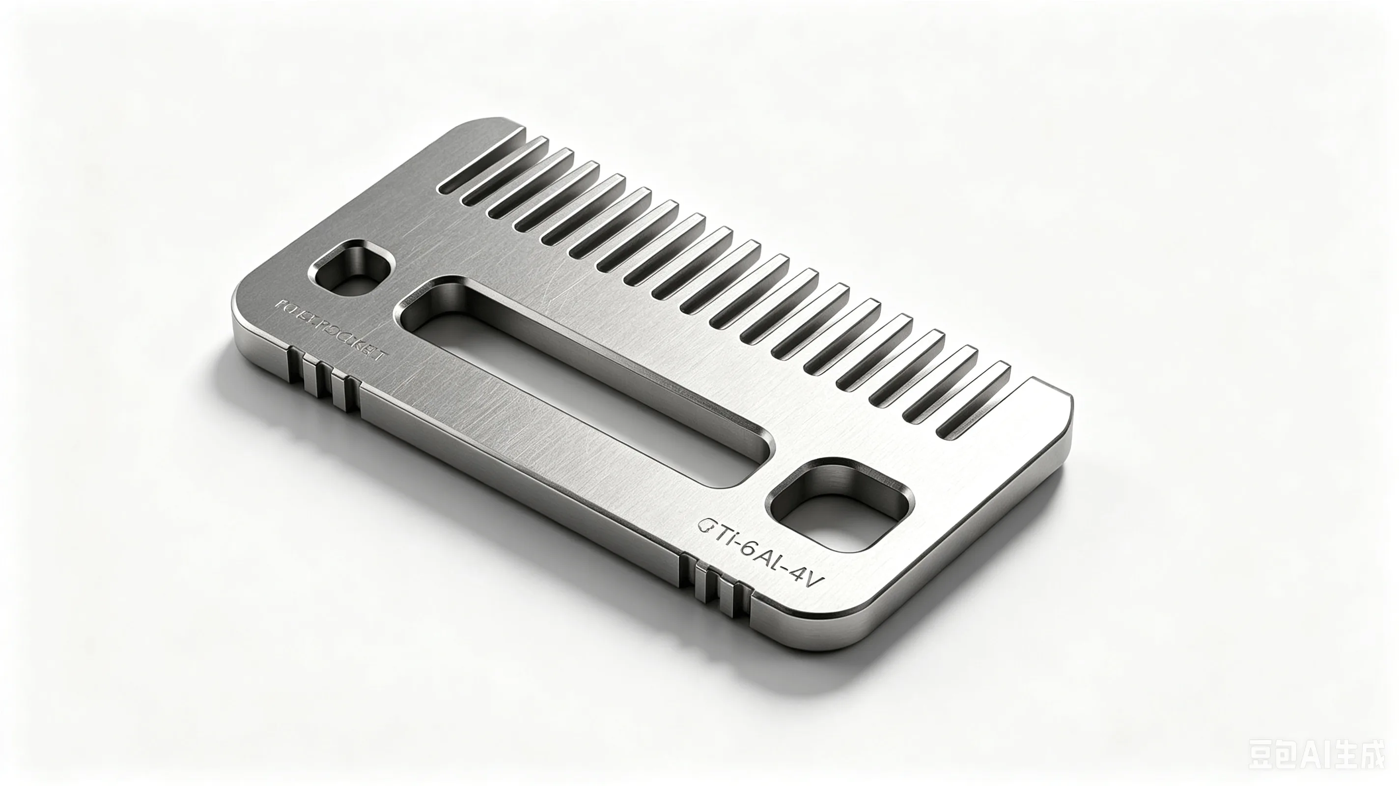 Titanium Pocket Comb — Grade 5 Ti-6Al-4V Product Rendering