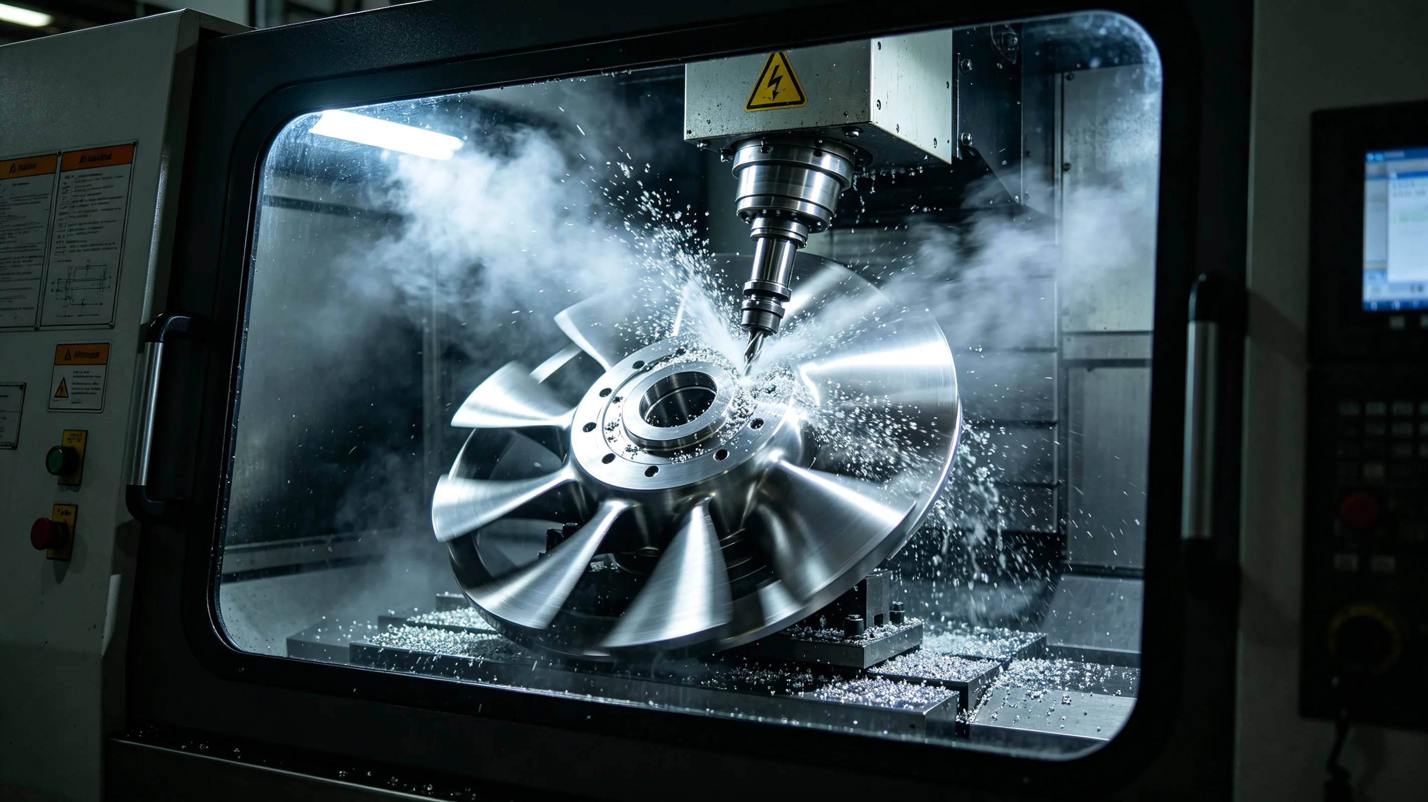 5-axis CNC machining of a complex titanium aerospace component