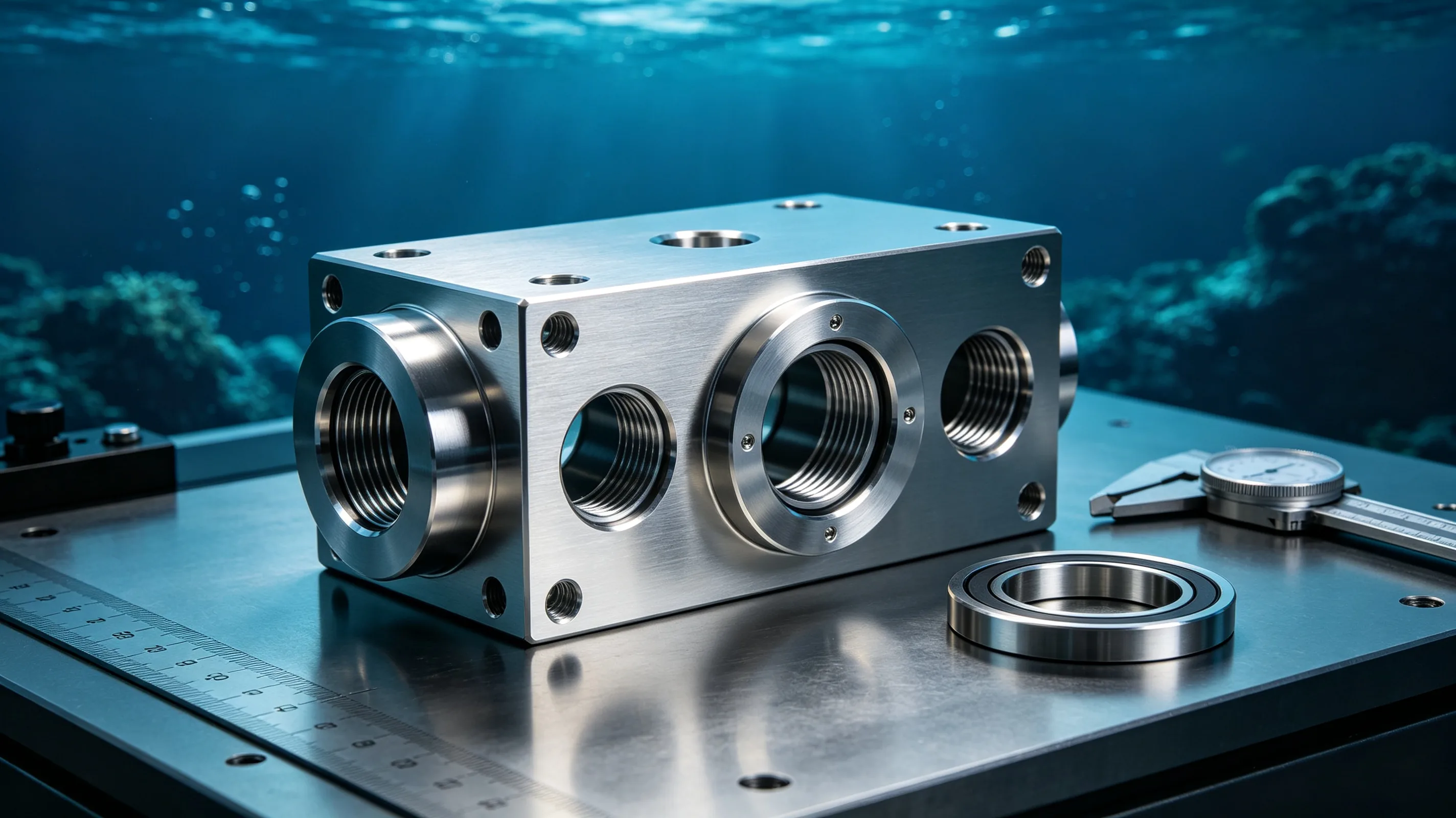 Titanium welded assembly under inspection with weld procedure documentation