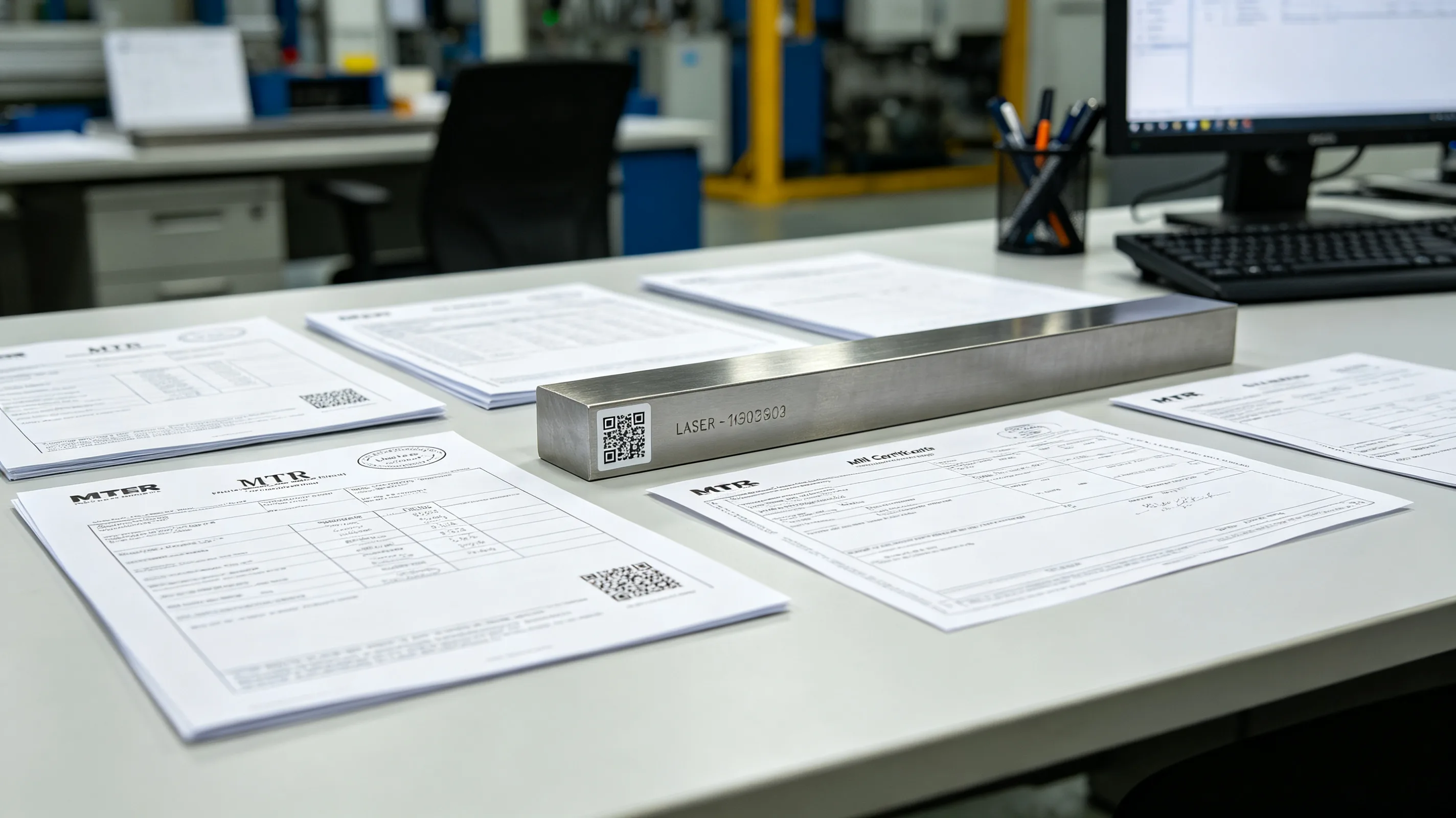 Material certification documentation for titanium stock