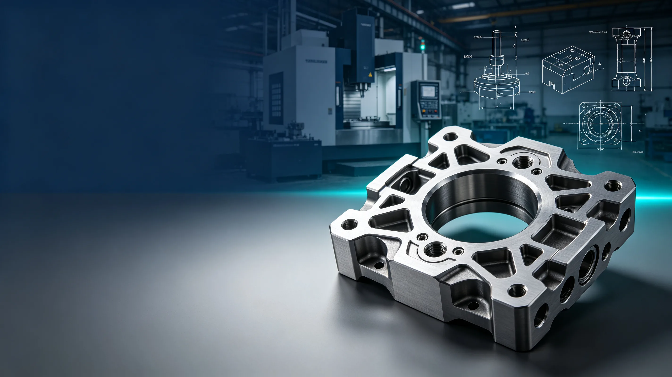 Präzisionsgefertigtes Titan-Bauteil in einer CNC-Fertigungszelle